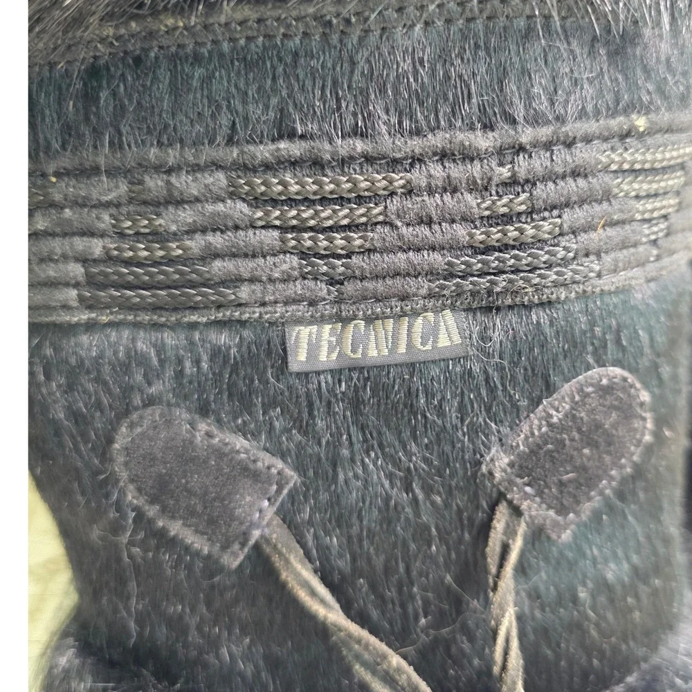 VTG Tecnica Snow Boots Black FULL‎ GOAT HAIR Mid Calf Rare Womens 39 Excellent